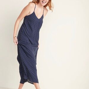 Navy Polka Dot Maxi Dress